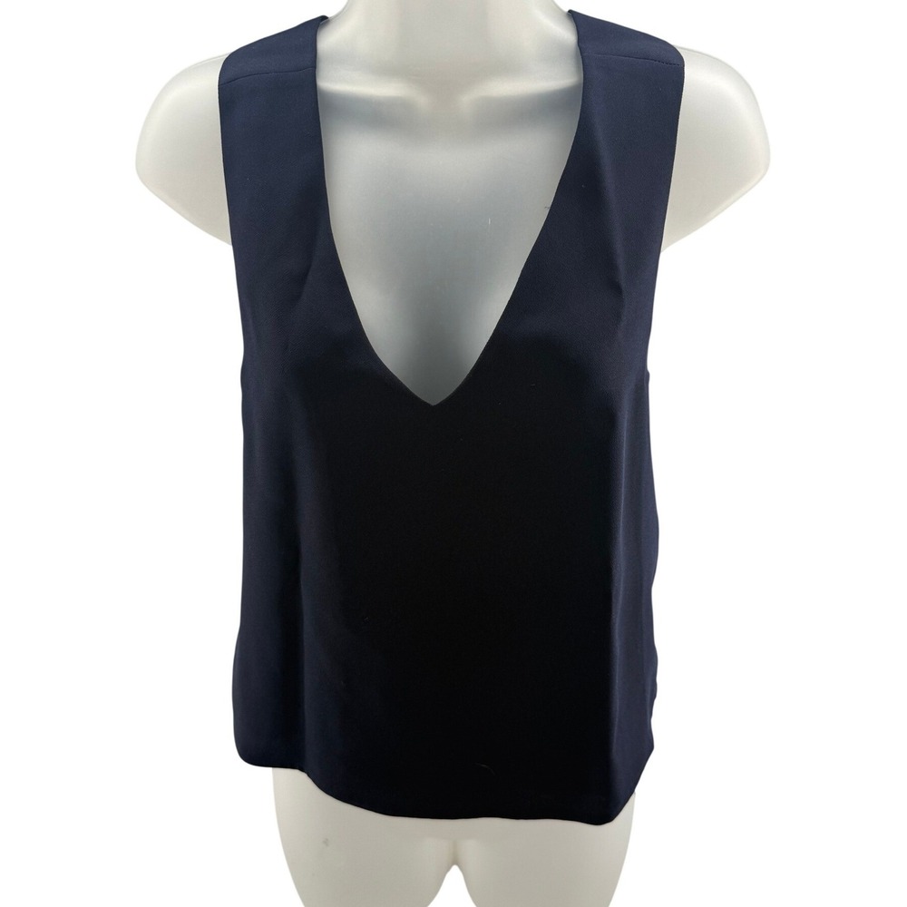 Club Monaco‎ Navy Blue Deep V-Neck Cross Back Sleeveless Shirt XSmall NEW